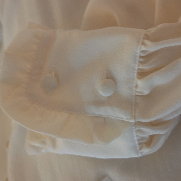 NWT Women's Ivory Silk Long Sleeve Ruffle Blouse M - Picture 9 of 11